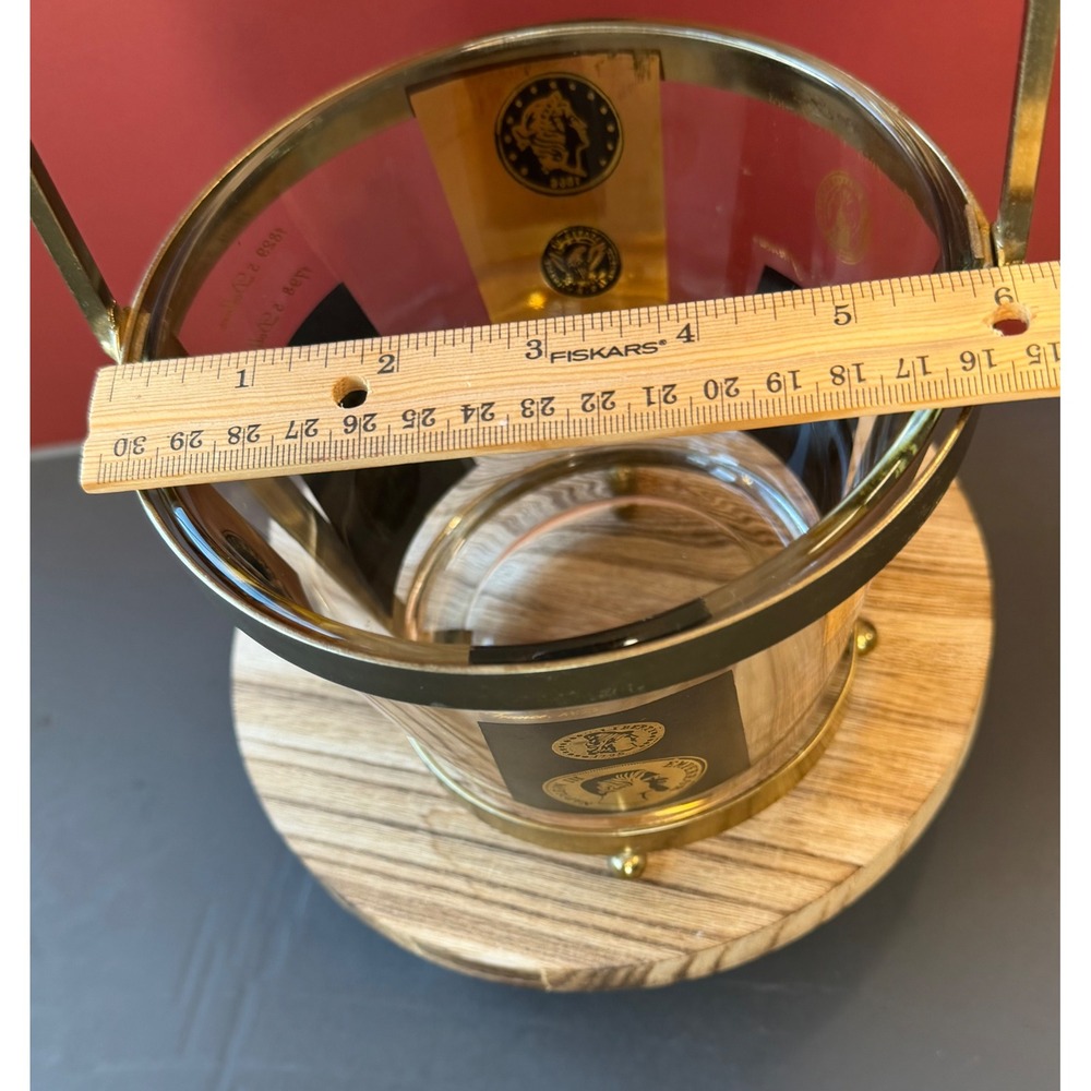 Cera Ambassador Gold Coin Ice Bucket and 4 Rocks Glasses MCM Barware Set - Picture 16 of 16